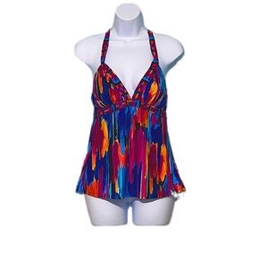Multicolored tankini swim top